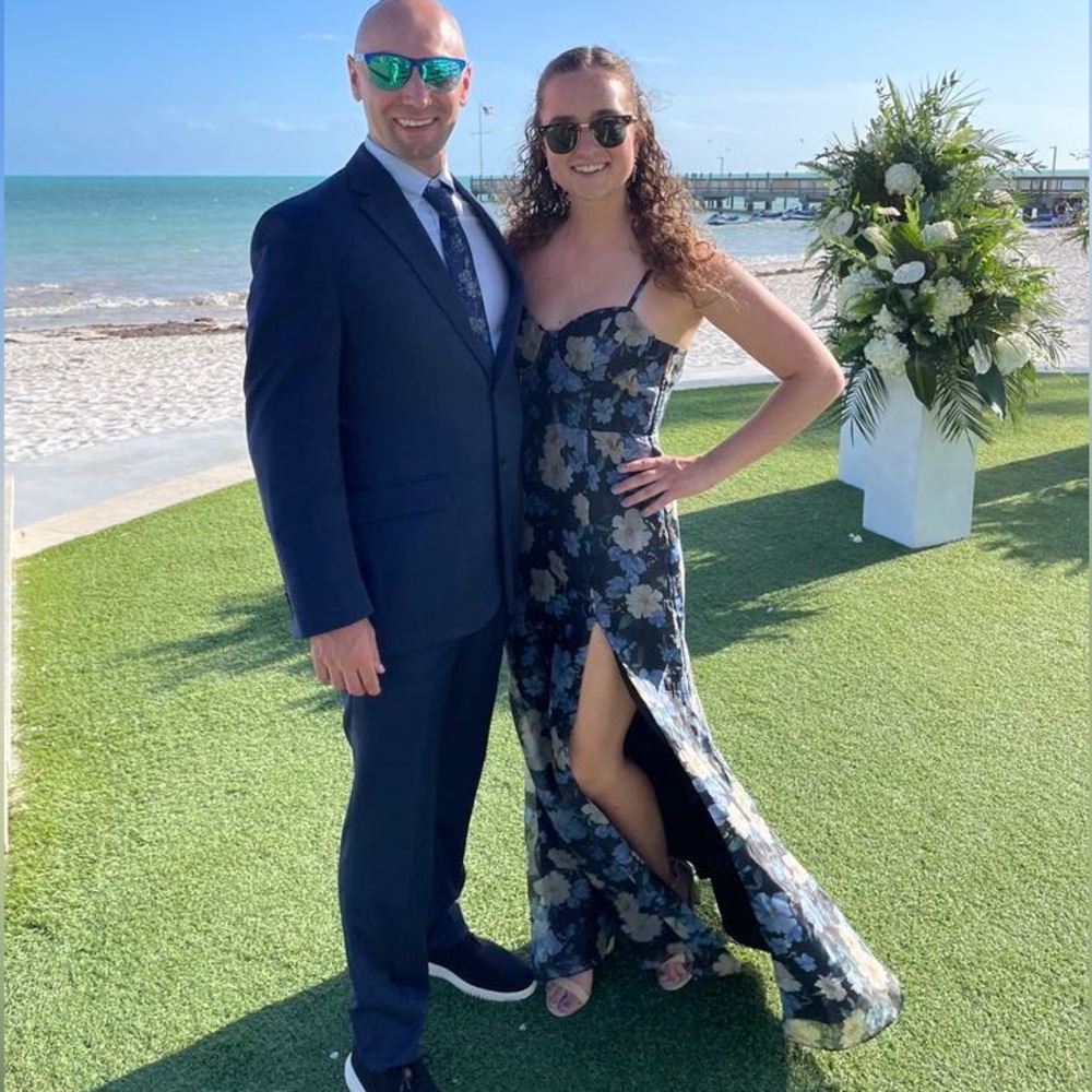 Lulu's Blue and Black Floral Maxi Dress